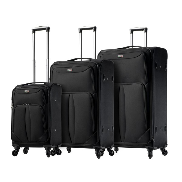 Viaggi V1100-03pc-blk Italy Sione Softside Spinner 3pc Set, Black, One