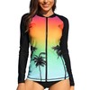 ATTRACO Womens Rash Vest Zipper Long Sleeve UPF 50 Rash