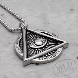 Unbranded Stainless Steel Illuminati Masonic All Seeing Eye Of God Pendant Necklace Men