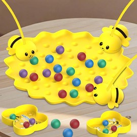 Magnetic Bee Bean Picking & Tabletop Fishing Game，Adjustable Headband, Educational Focus Toy Ages3+, Family Party Travel Games for Indoor/Outdoor