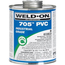 Weld-On 705 Industrial Grade PVC Solvent Cement, Gray, Low VOC, High Strength, Medium Bodied, Fast Setting, 1/2 Pint (8 Fl. Oz.)