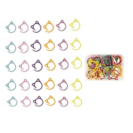Cat Stitch Markers for Knitting Spiral Metal Stitch Markers for Crocheting Colorful Crochet Markers Ring with Plastic Box (30)
