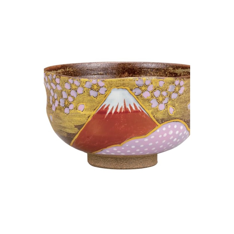 Kutani Yakiwataya Matcha Bowl K8-808 Kinun Sakura Fuji Fukuda Yoshinori