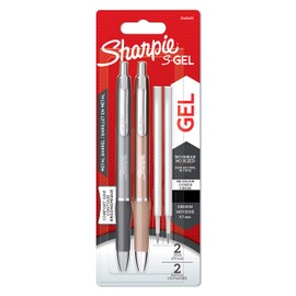 Sharpie S-Gel | Metall-Gelstifte | Mittlere Spitze (0,7 mm) | Stahlgrau & Roségold | Schwarze Tinte | 2 Stifte & 2 Gelstift-Nachfüllungen