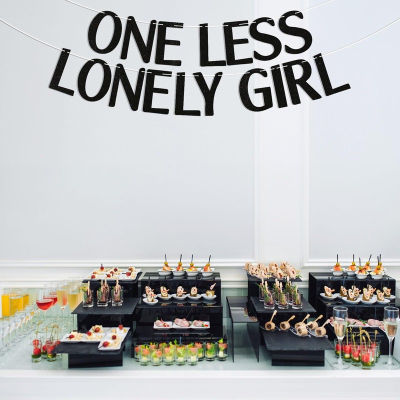 One Less Lonely Girl Banner - Black Bachelorette Party Decor,