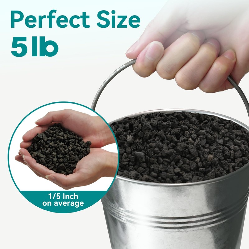 Rahato 5lbs Small Lava Rocks for Plants Drainage, 1/5 Inch