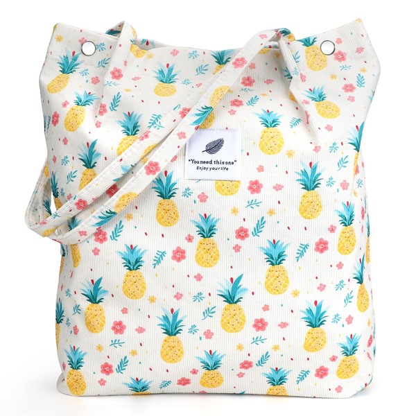 LHMTQVK Corduroy Tote Bags for Women, Large Capacity Corduroy Bag
