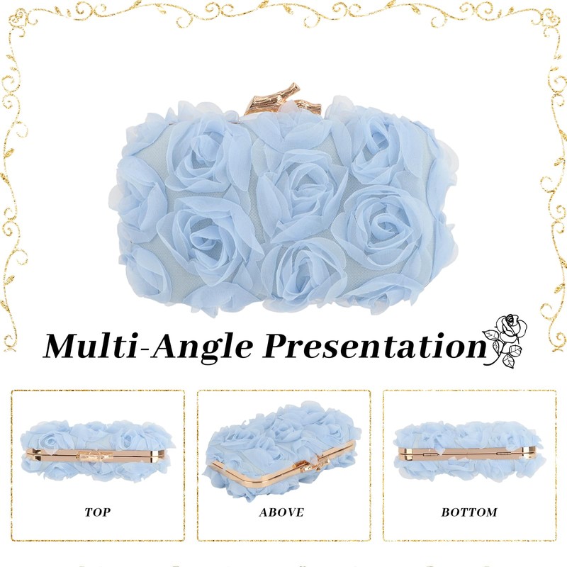 Jywmsc Women Clutches Purse Formal Lace Flower Evening Handbag Chain