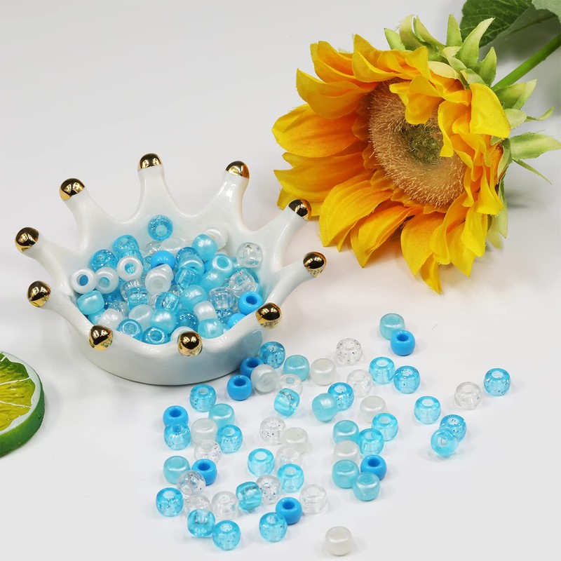 VOOMOLOVE 1000 PCS Bule Mix Pony Beads - Bracelet, Hair