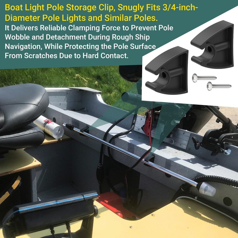 Sxkxm Pole Light Storage Clips, 3/4 Inch Boat Pole Storage