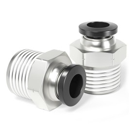 TAILONZ PNEUMATIC Copper Male Straight 10mm Tube OD x 1/2 BSP Push to Connect Fittings PC10-04 (Pack of 2)