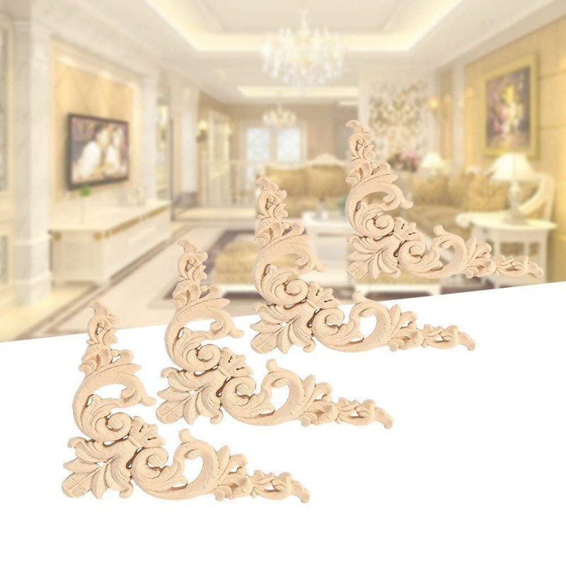 Zerodis 4 stücke Holz Geschnitzte Möbel Appliques Ecke Onlay Applique
