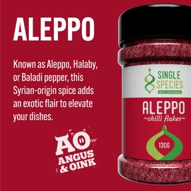 Angus & Oink Aleppo Chilli Flakes by Single Species | Mild Heat, Savoury & Fruity Flavor with Smoky Aroma | Perfect for Middle Eastern, Turkish & Central Asian Cuisines | 1 x 130g