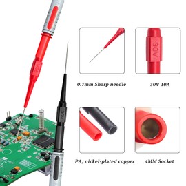 Cleqee 4PCS Test Probes, Multimeter Piercing Needle, Automotive Back Probe Pins with 4mm Jack Socket 30V/10A for Small IC Pins Electronic Testing