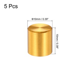 sourcing map 5pcs Potentiometer Knob Knurled Shaft Golden Aluminum 6mm Shaft Dia. Rotary Knob 10mmx10mm Guitar Volume Control Knob