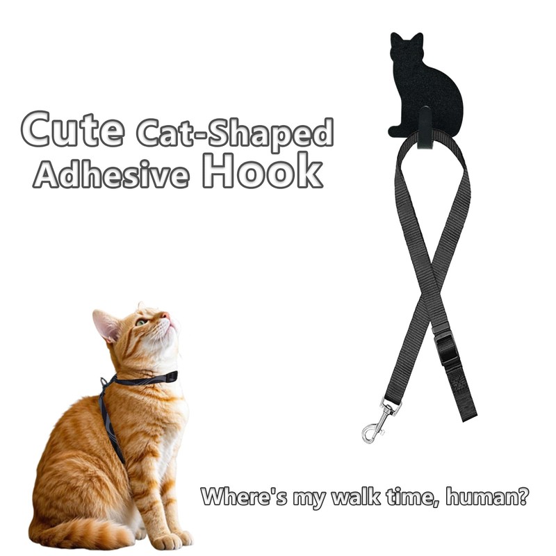 DueHoppee Adhesive Wall Hooks Cat Shaped - 8 Pack Stainless