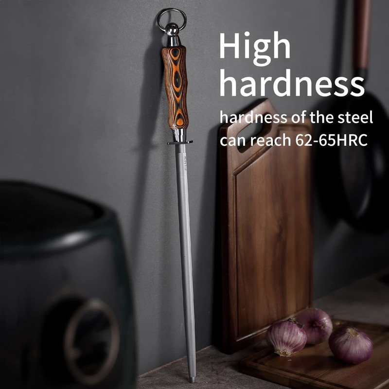 KINTIF Honing Steel 12 inch Sharpening Steel, Professional Knife Sharpener,