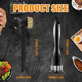 Nizirioo Stainless Steel Meat Tenderiser Dishwasher Safe Kitchen Utensils: Double-sided Schnitzel Tenderiser Ideal for Schnitzel