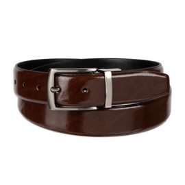 Haggar Men's 2-in-1 Reversible Leather Belt for Dress Pants, Suits, Khakis-Classic, Business Casual, Formal, Work, Rich Brown/Black, Medium (34-36)