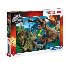 Clementoni - 27196 - Supercolor Puzzle - Jurassic World - 104 pieces - Made in Italy - jigsaw puzzle children age 6+