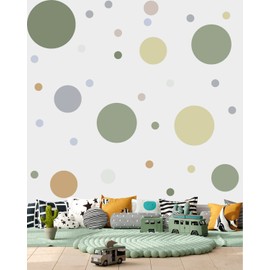 Multicolor Dots Wall Decor Big Polka Dots Wall Decals Peel and Stick Vinyl Wall Stickers for Bedroom Wall Decor Neutral Nursery Classroom Kids Playroom Wall Decor