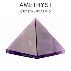 karma gems Amethyst 2 inch Natural Pyramid Carved Chakra Healing Crystal Reiki Stone Gemstone Radiation Deflection Home Decor Gift Decoration Crafts (Amethyst)