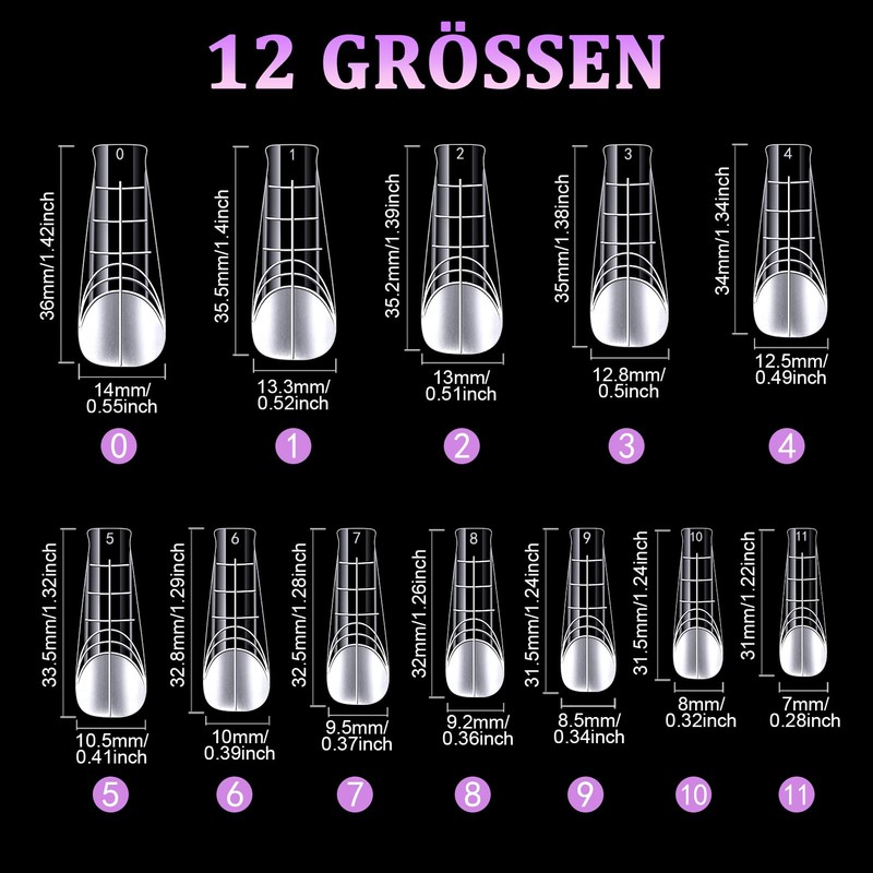 Kiiwah Pack of 120 Dual Shape Nails, Polygel Tips with