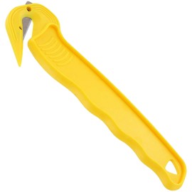 Thornton's Office Supplies Disposable Film Cutter, Sharp & Durable Steel Blade, Safe and Efficient Cutting Design for Shrink Wrap, Stretch Wrap, Tape, and Plastic Straps, Yellow (3)