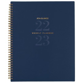 AT-A-GLANCE 2022-2023 Planner, Weekly & Monthly Academic, 8-1/2" x 11", Large, Signature Lite, Navy (YP90LA20)