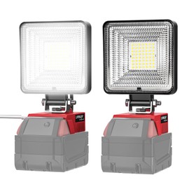2 PCS Cordless LED Work Light for Milwaukee M18 Battery, 60W 6000LM Battery Light for Milwaukee 18V Tools, Portable Flood Light Flashlight with USB & Type-C Charging Port, Low Voltage Protection