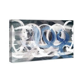 Wynwood Studio Abstract Wall Art Canvas Prints 'Scriptica' Paint Home Décor, 24" x 16", White, Blue