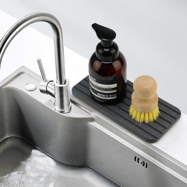 Diatomite Stone Sink Tray Drying Mat for Kitchen Sink Bathroom Counter Trays Diatomaceous Earth Dish Water Absorbing Stone Quick Dry Soap Tray Dispenser Holder Black Bathroom Decor Accessories