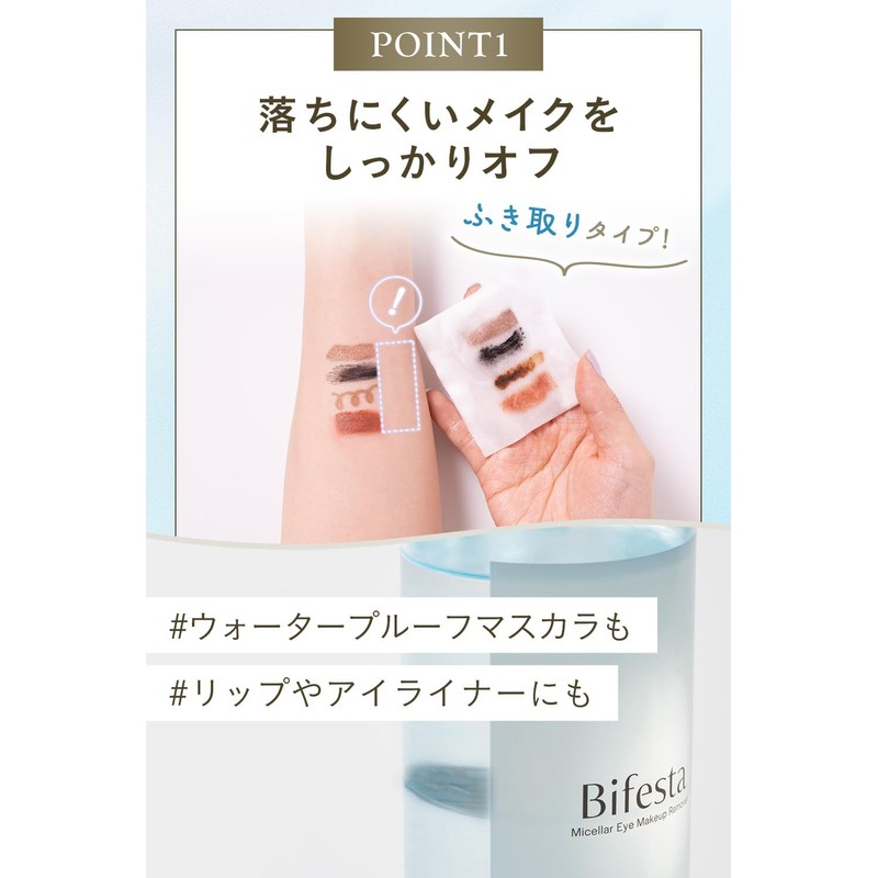 Bifesta Micellar Eye Makeup Remover, Large Capacity, Point Makeup Removal,