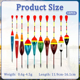 ZesNxj Floats Fishing Set - 10 Pieces High-Quality Fishing Floats for Trout and Coarse Fish, Complete Fishing Float Set, Waterproof Floats Fishing with Stainless Steel Eyelets, Ideal for Lakes and