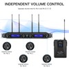 MicrocKing UHF Wireless Microphone System Cordless Lapel/Headset/Lavalier Mic(4 Bodypacks), Fixed