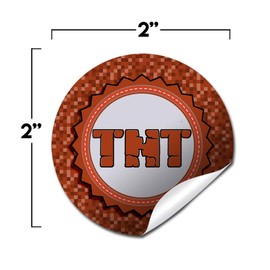Pixel Miner TNT Themed Thank You Sticker Labels for Kids, 40 2" Party Circle Stickers by AmandaCreation, Great for Party Favors, Envelope Seals & Goodie Bags