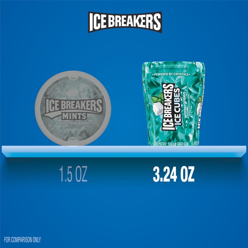 ICE BREAKERS Ice Cubes Wintergreen Flavored Sugar Free Chewing Gum