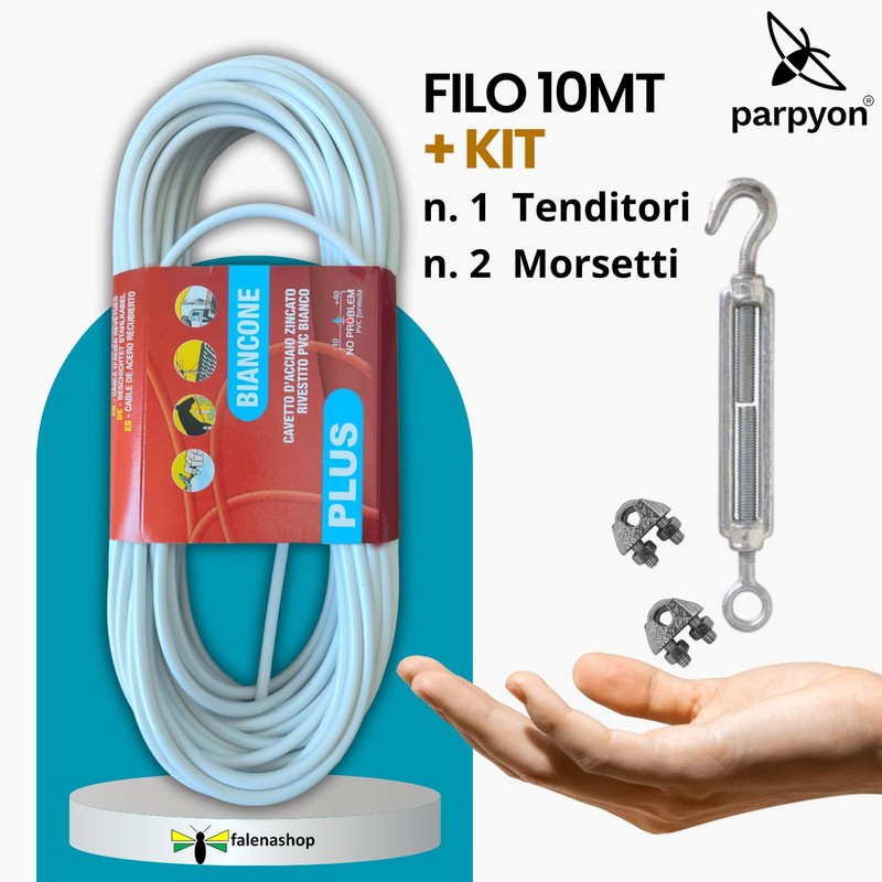 parpyon® Outdoor Washing Line 10m x Diameter 4.5mm Heavy Duty
