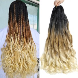 BLUONASI French Curl Braiding Hair 55,8 cm (55,88 cm) lose gewellte Braiding Hair 8 Pack Spanische Bouncy Pre Stretched Braiding Hair French Curl Synthetic Hair Extensions (55,88 cm (8 Stück),