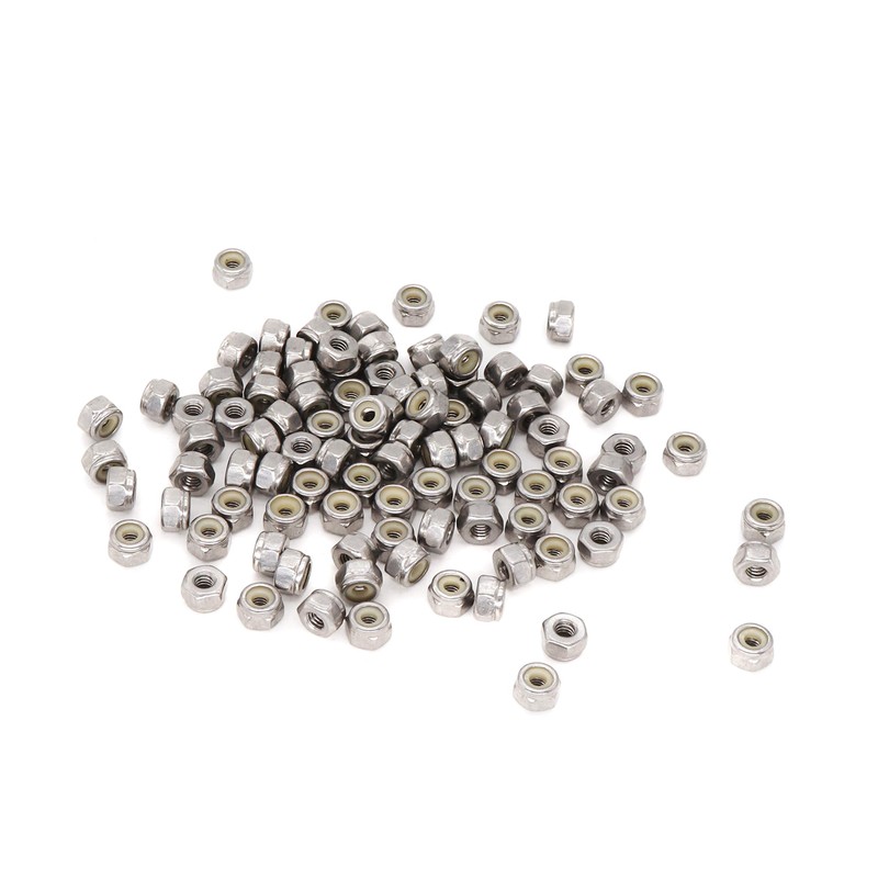 binifiMux 100pcs 10-24 Nylock Self Lock Nuts Nylon Inserted 304