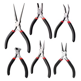 Household Pliers Set, 6-Piece Mini Pliers Set with Bag, Includes Needle-Nose Pliers, Round Pliers, Bow Pliers, Steel Wire Pliers, Needle-Nose Pliers for DIY, Professionals, DIY, Repairs