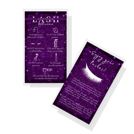 Boutique Marketing LLC Lash Extension Aftercare Instructions Cards | 50 Pack | Double Sided Size 3.5 x 2 inches After Care (2-3 Week Fillers) | Purple Glitter Design