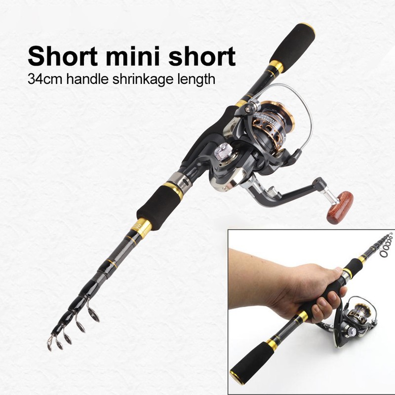 Fishing Rod Kit Carbon Fiber Telescopic 1.8m Fishing Pole and