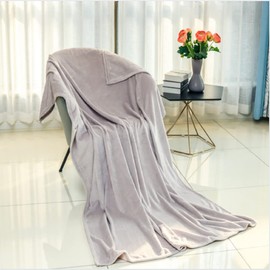 funky gadgets Flannel Fleece Blanket Throw - Grey Soft Warm Versatile Blanket Fluffy Throws for Bed Sofa Couch, Cozy Flannel Blanket for Travel, Single Size 130x150cm