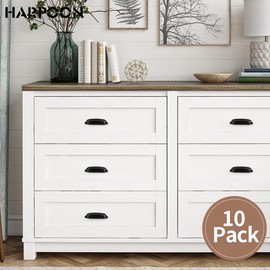 HARPOON 10 Pack Bin Cup Handle Pulls,Vintage Drawer Pulls,Cabinet Hardware,Shell Handle,3.78 Inch Black