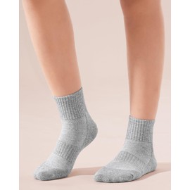 BOOPH 6 pares de calcetines acolchados para niños y niñas, calcetines atléticos para tobillo de 4 a 14 años, Negro Blanco Gris, 4-7 Años