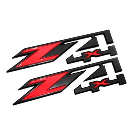 Generic Z71 4x4 Badge Emblems 2-Piece in Matt Black for 2007-2020 Silverado, Sierra, and Canyon - Suitable for Hood - Fits 1500, 2500HD, and 3500HD Models (Matte Black with Red)