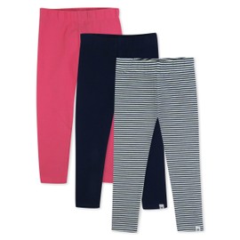 HonestBaby Multipack Leggings Skinny, Flare and Cargo Pants Organic Cotton for Infant Baby Girls, Toddlers, Little Kids, Varsity Stripe Navy