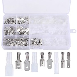 Giboshi Terminal Set (270 Pieces / Silver) Giboshi Crimp Terminal Flat Terminal Set Wire Terminal Connection Terminal Tinned Copper Terminal Male to Female Waterproof Crimp Terminal Insulation Sleeve