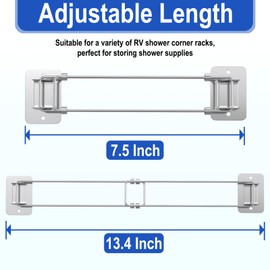 BFXM 2 Pack RV Shower Corner Bar Storage, Adjustable Stainless Steel Rod for Corner Shelves, 7.5-13.4 inch Stainless Steels RV Corner Caddy for Caravans, Campers, Travel Trailers